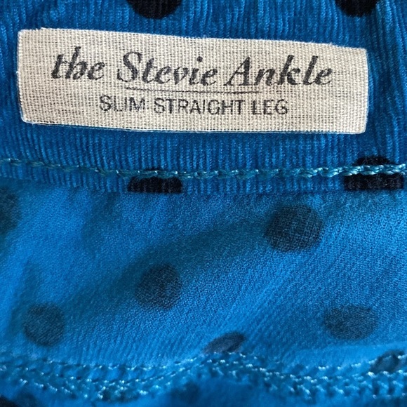 AG the Stevie Blue Polka Dot Pants corduroy women 29R slim straight Y2K retro - Picture 9 of 12